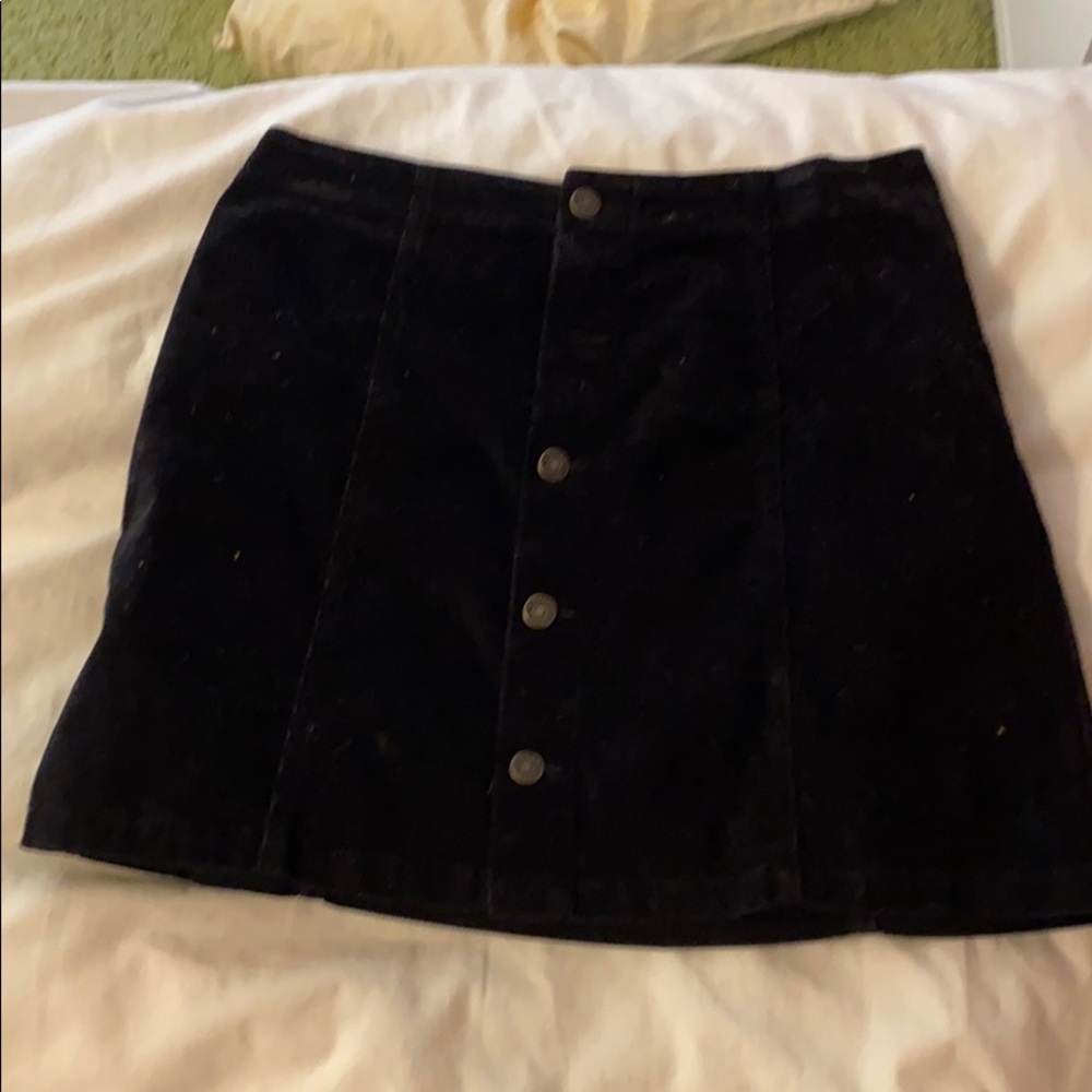Black velvet mini skirt